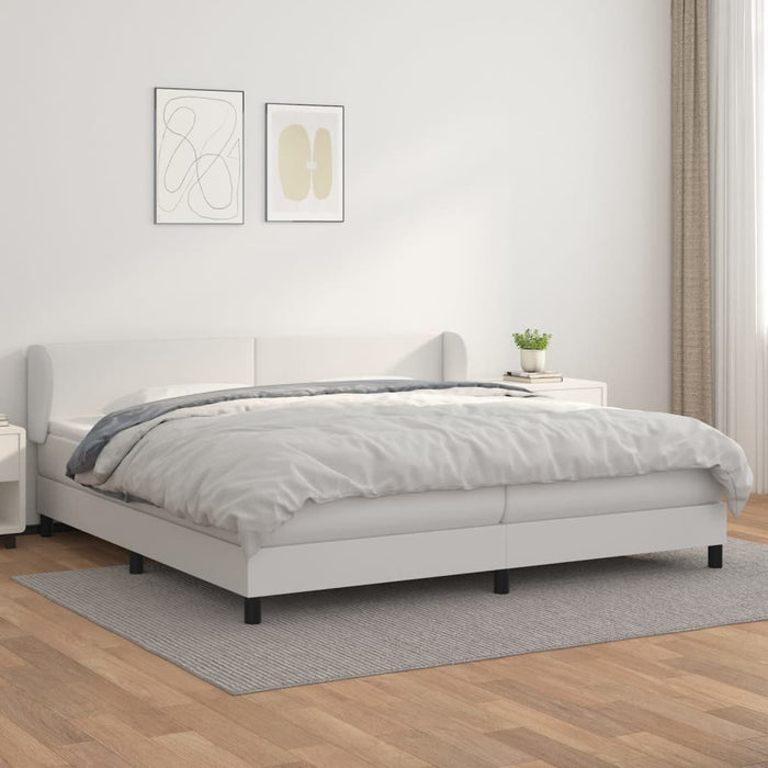 Pat continental cu saltea, alb, 200x200 cm, piele ecologică - WALTI WALTI