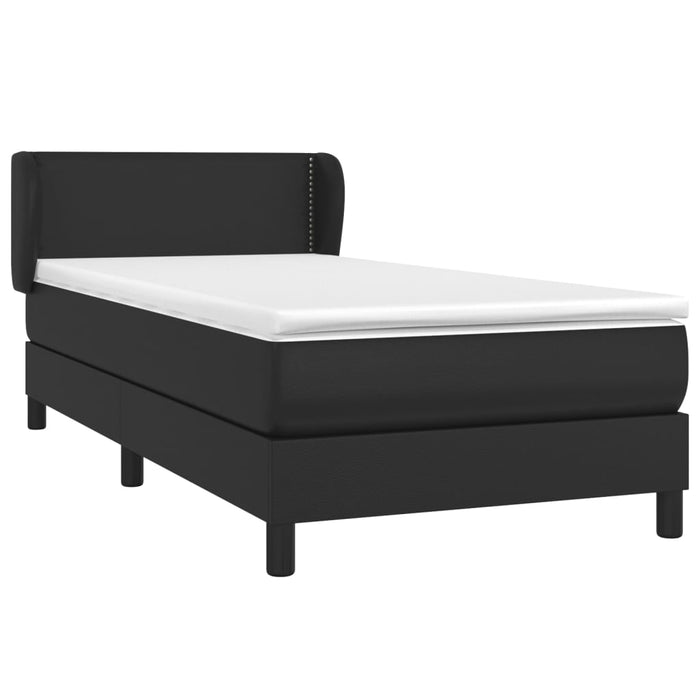 Pat box spring cu saltea, negru, 90x190 cm, piele ecologică - WALTI WALTI