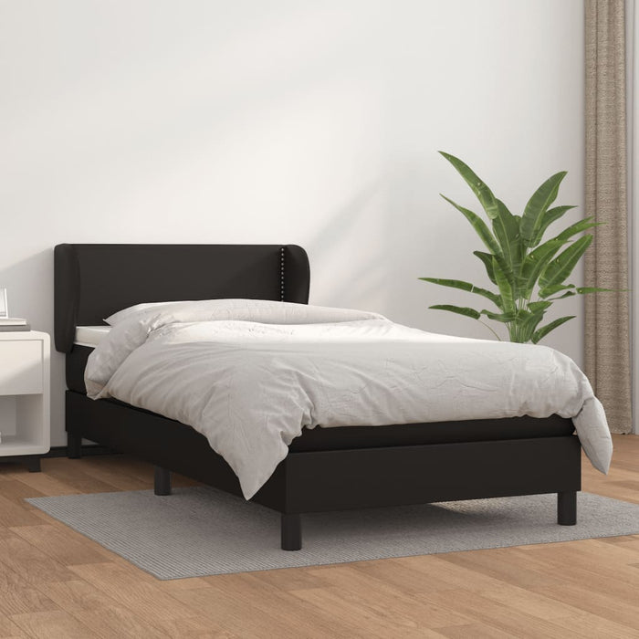 Pat box spring cu saltea, negru, 90x200 cm, piele ecologică - WALTI WALTI