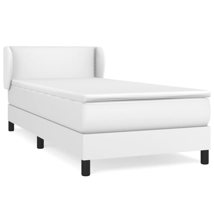 Pat box spring cu saltea, alb, 100x200 cm, piele ecologică - WALTI WALTI
