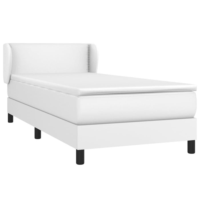 Pat box spring cu saltea, alb, 100x200 cm, piele ecologică - WALTI WALTI