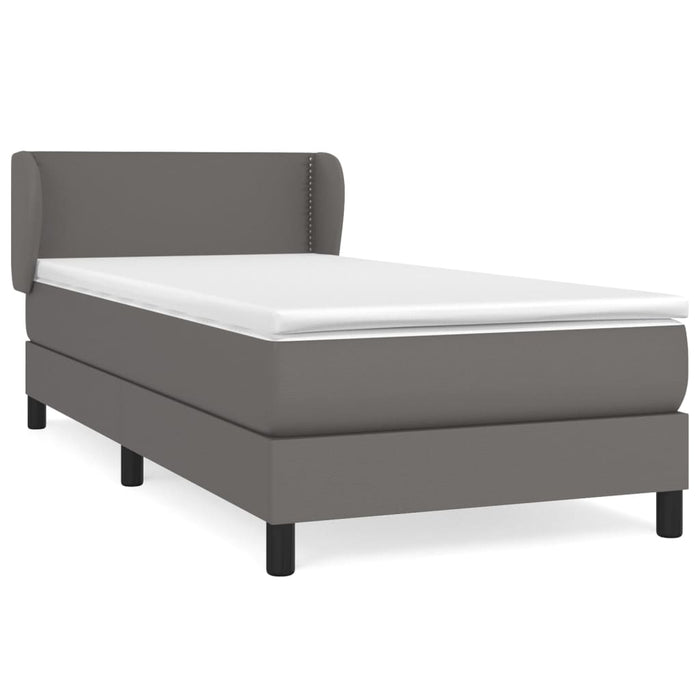 Pat box spring cu saltea, gri, 100x200 cm, piele ecologică - WALTI WALTI