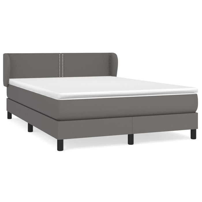 Pat box spring cu saltea, gri, 140x190 cm, piele ecologică - WALTI WALTI