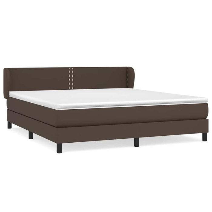 Pat box spring cu saltea, maro, 160x200 cm, piele ecologică WALTI