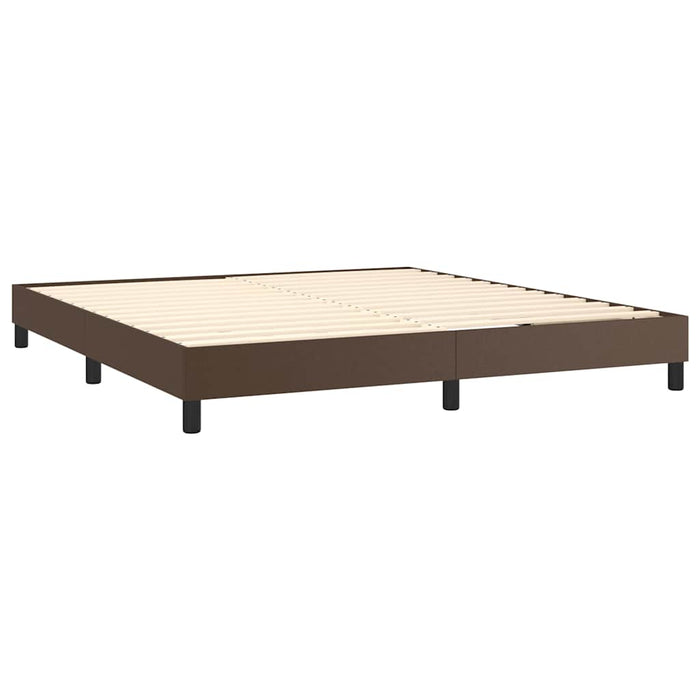 Pat box spring cu saltea, maro, 160x200 cm, piele ecologică WALTI