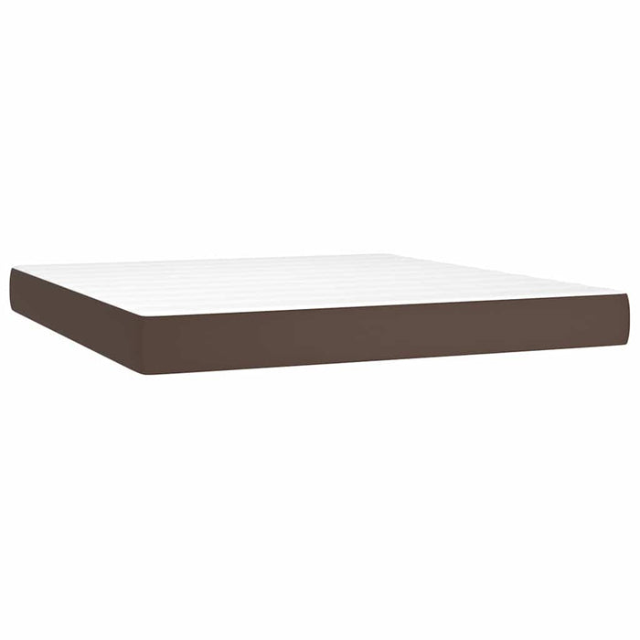 Pat box spring cu saltea, maro, 160x200 cm, piele ecologică WALTI