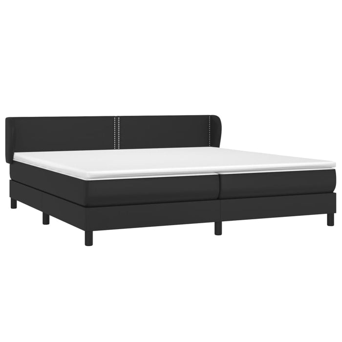 Pat cu arcuri, cu saltea, negru, 200x200 cm, piele ecologică - WALTI WALTI