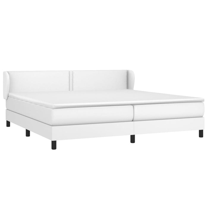 Pat cu arcuri, cu saltea, alb, 200x200 cm, piele ecologică - WALTI WALTI