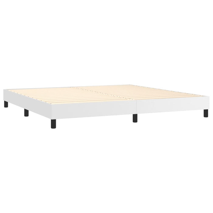 Pat cu arcuri, cu saltea, alb, 200x200 cm, piele ecologică - WALTI WALTI