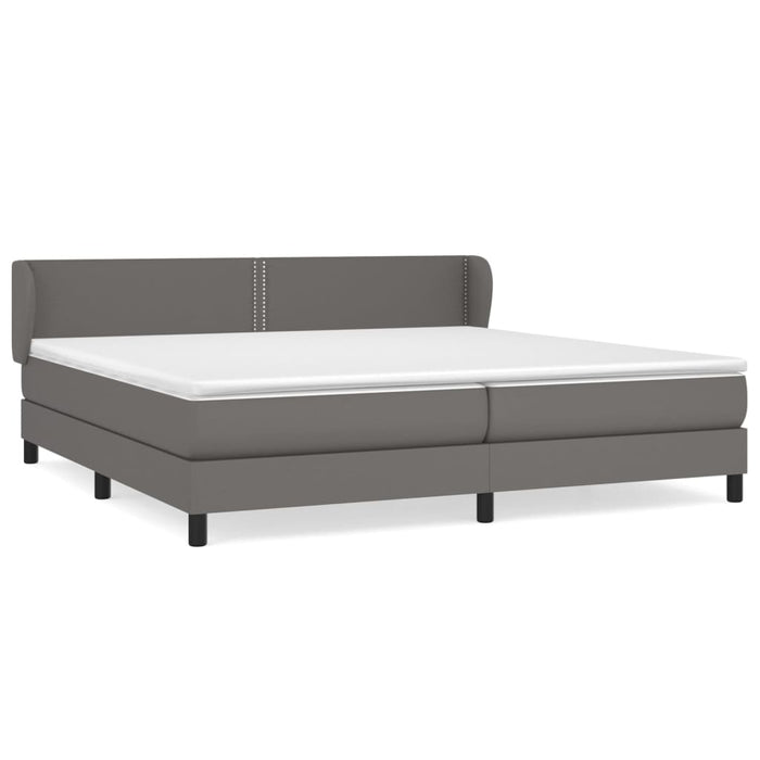 Pat cu arcuri, cu saltea, gri, 200x200 cm, piele ecologică - WALTI WALTI