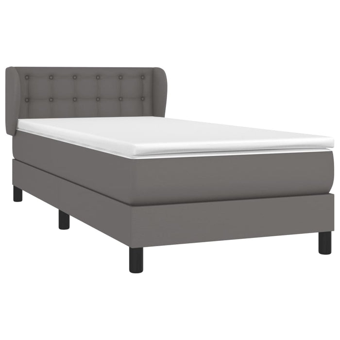 Pat box spring cu saltea, gri, 80x200 cm, piele ecologică - WALTI WALTI