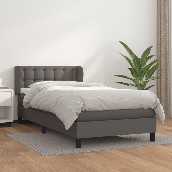 Pat box spring cu saltea, gri, 80x200 cm, piele ecologică - WALTI WALTI