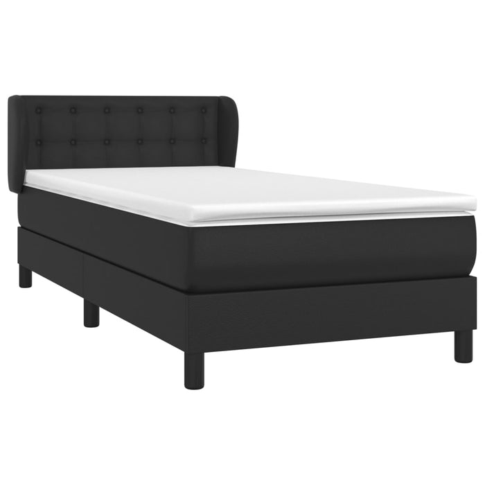 Pat box spring cu saltea, negru, 90x190 cm, piele ecologică - WALTI WALTI