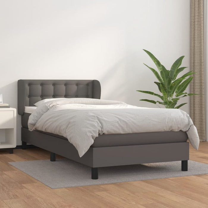 Pat box spring cu saltea, gri, 90x190 cm, piele ecologică - WALTI WALTI