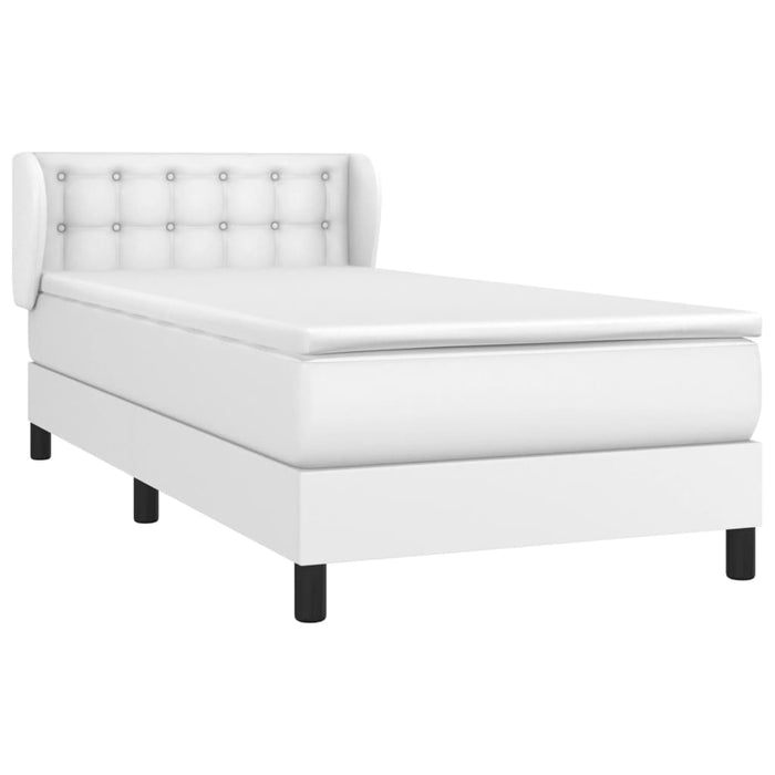 Pat box spring cu saltea, alb, 90x200 cm, piele ecologică - WALTI WALTI