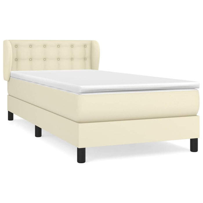 Pat box spring cu saltea, crem, 90x200 cm, piele ecologică - WALTI WALTI