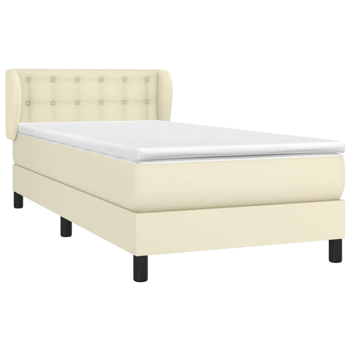 Pat box spring cu saltea, crem, 90x200 cm, piele ecologică - WALTI WALTI