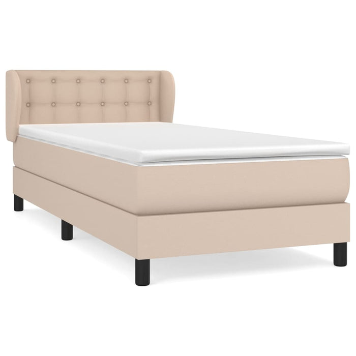 Pat box spring cu saltea, cappuccino, 90x200 cm piele ecologică - WALTI WALTI