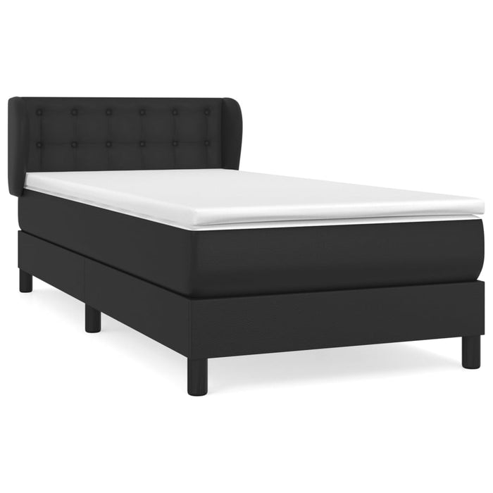 Pat box spring cu saltea, negru, 100x200 cm, piele ecologică - WALTI WALTI