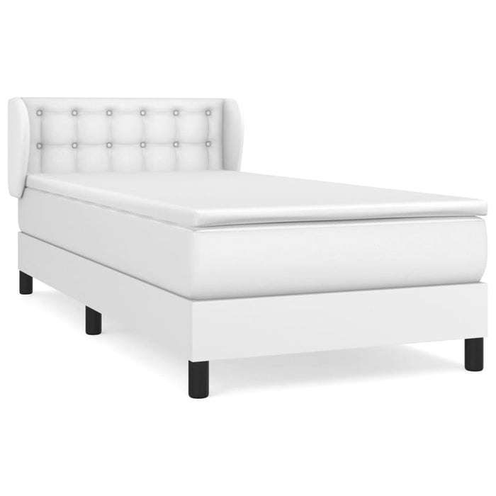 Pat box spring cu saltea, alb, 100x200 cm, piele ecologică - WALTI WALTI