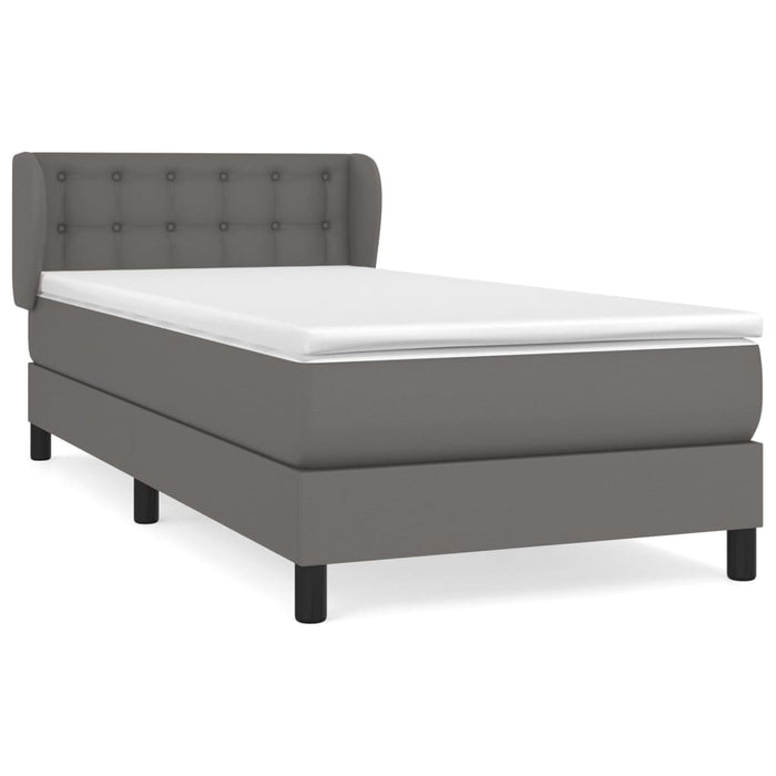 Pat box spring cu saltea, gri, 100x200 cm, piele ecologică - WALTI WALTI