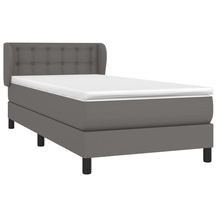 Pat box spring cu saltea, gri, 100x200 cm, piele ecologică - WALTI WALTI