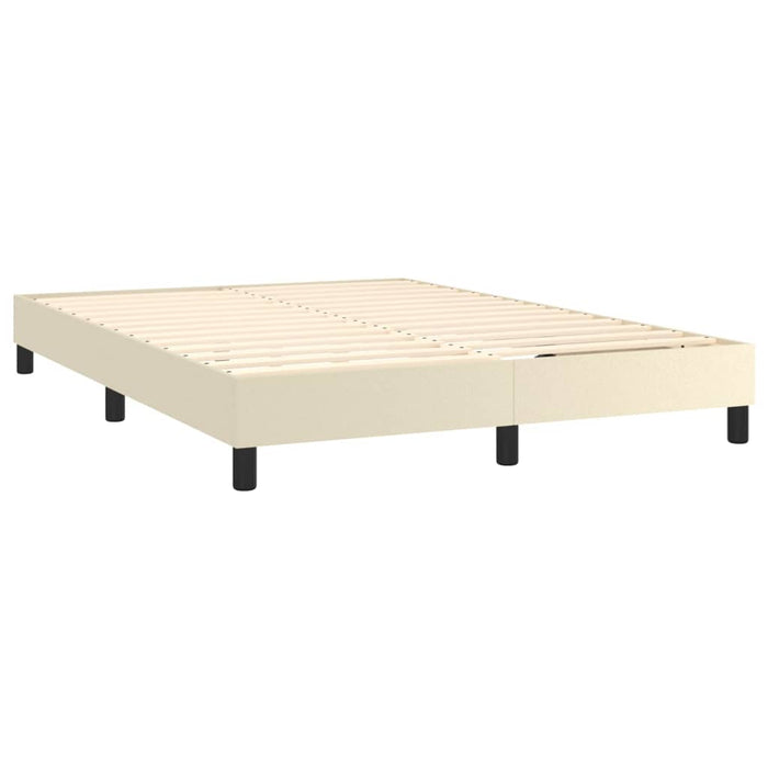 Pat box spring cu saltea, crem, 140x190 cm, piele ecologică - WALTI WALTI