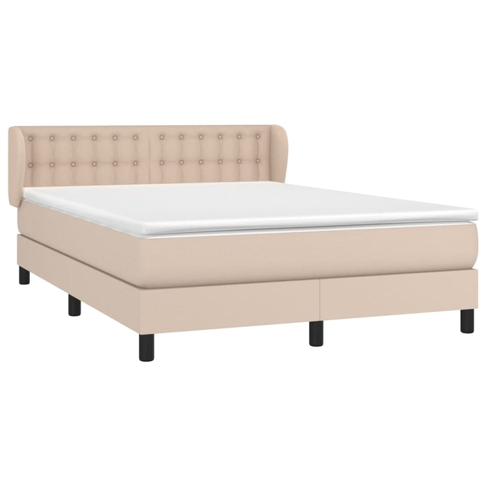 Pat box spring cu saltea, cappuccino, 140x190cm piele ecologică - WALTI WALTI