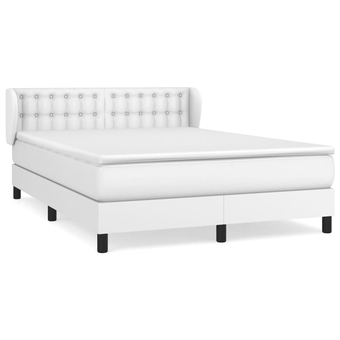 Pat box spring cu saltea, alb, 140x200 cm, piele ecologică WALTI