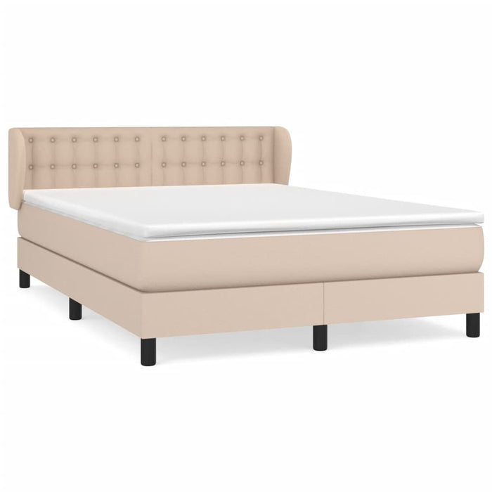 Pat box spring cu saltea, cappuccino, 140x200cm piele ecologică - WALTI WALTI