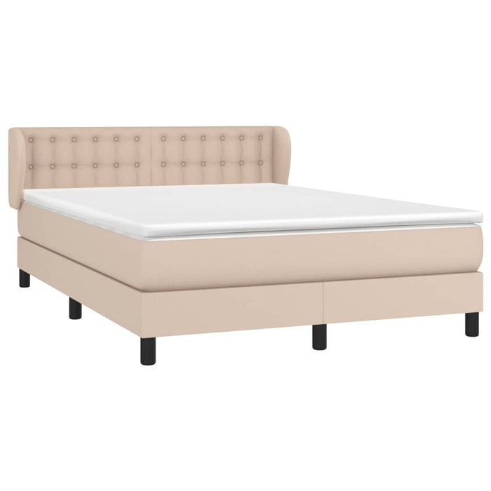 Pat box spring cu saltea, cappuccino, 140x200cm piele ecologică - WALTI WALTI