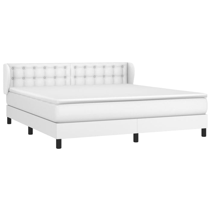 Pat box spring cu saltea, alb, 160x200 cm, piele ecologică WALTI