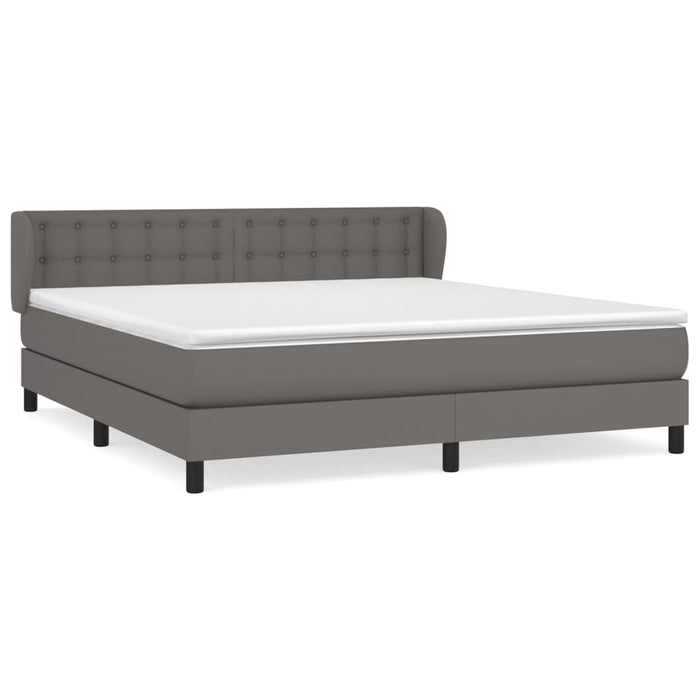 Pat box spring cu saltea, gri, 160x200 cm, piele ecologică - WALTI WALTI