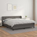 Pat box spring cu saltea, gri, 160x200 cm, piele ecologică - WALTI WALTI