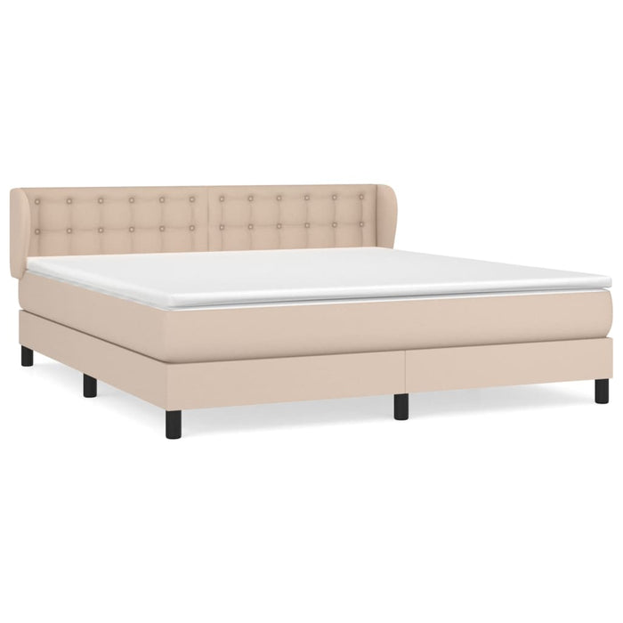 Pat box spring cu saltea, cappuccino, 160x200cm piele ecologică - WALTI WALTI