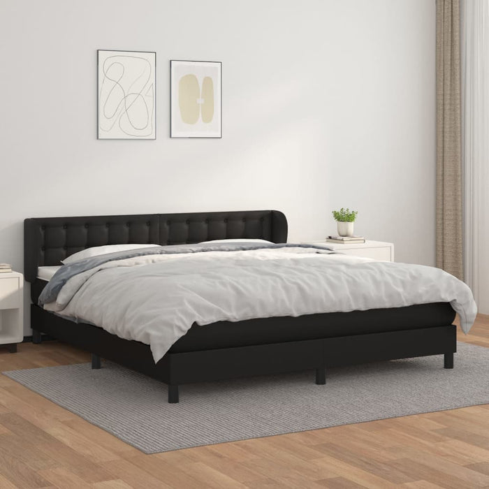 Pat box spring cu saltea, negru, 180x200 cm, piele ecologică - WALTI WALTI
