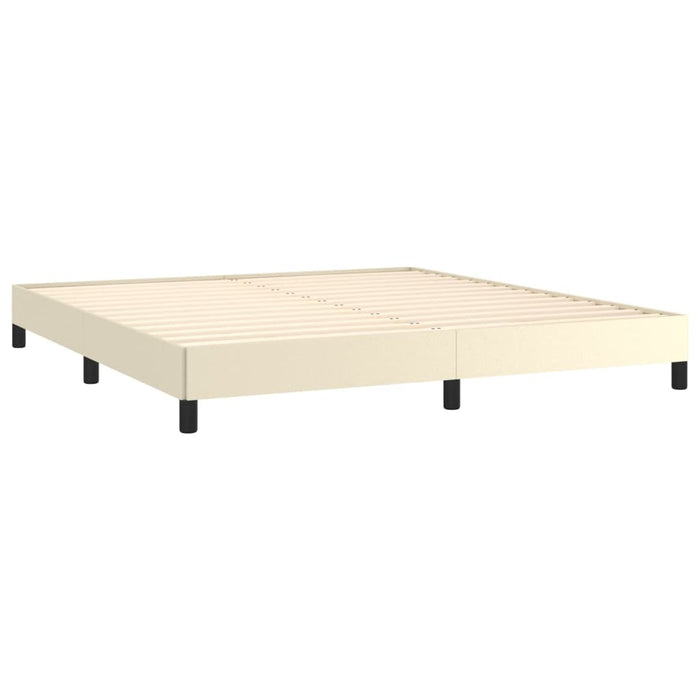 Pat cu arcuri, cu saltea, crem, 180x200 cm, piele ecologică - WALTI WALTI