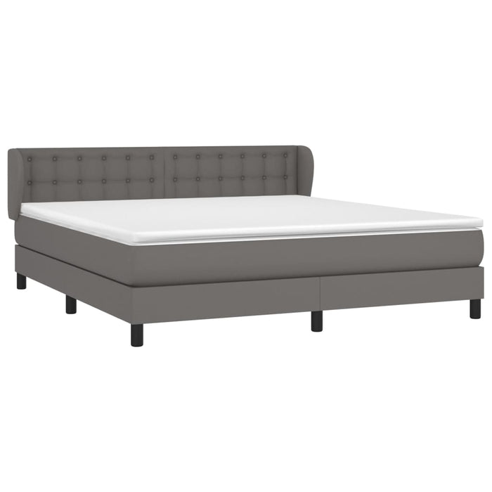 Pat cu arcuri, cu saltea, gri, 180x200 cm, piele ecologică - WALTI WALTI