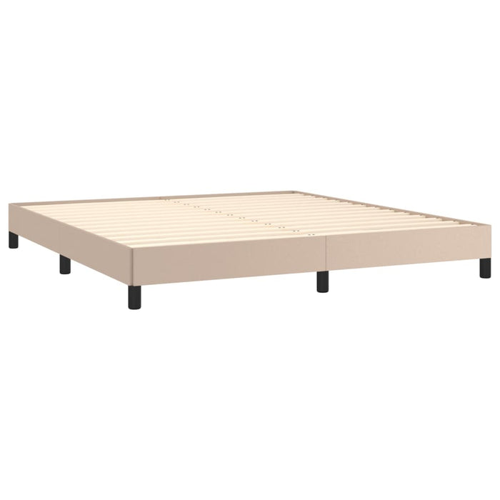 Pat cu arcuri, cu saltea, cappuccino, 180x200cm piele ecologică - WALTI WALTI