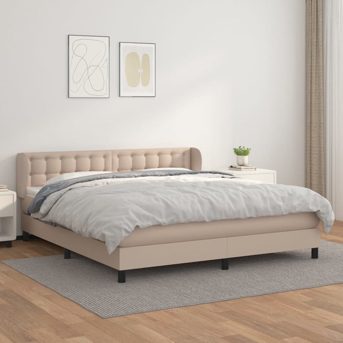Pat cu arcuri, cu saltea, cappuccino, 180x200cm piele ecologică - WALTI WALTI