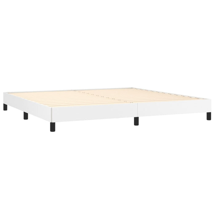 Pat cu arcuri, cu saltea, alb, 200x200 cm, piele ecologică - WALTI WALTI