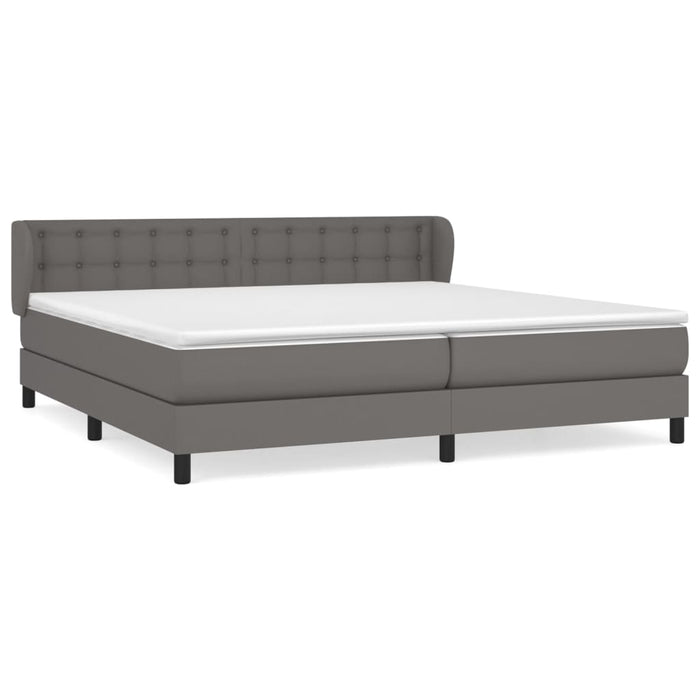 Pat cu arcuri, cu saltea, gri, 200x200 cm, piele ecologică - WALTI WALTI