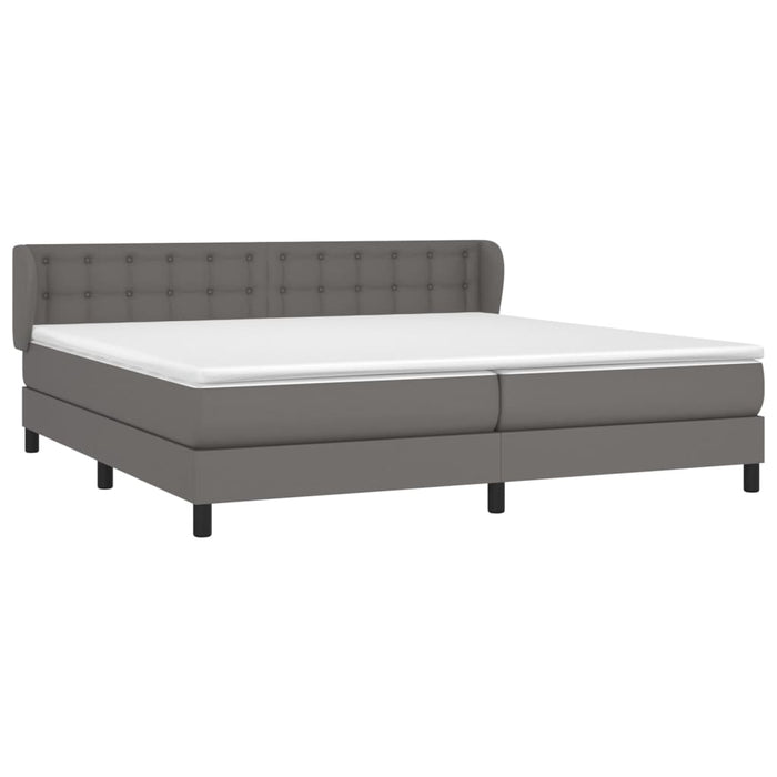 Pat cu arcuri, cu saltea, gri, 200x200 cm, piele ecologică - WALTI WALTI