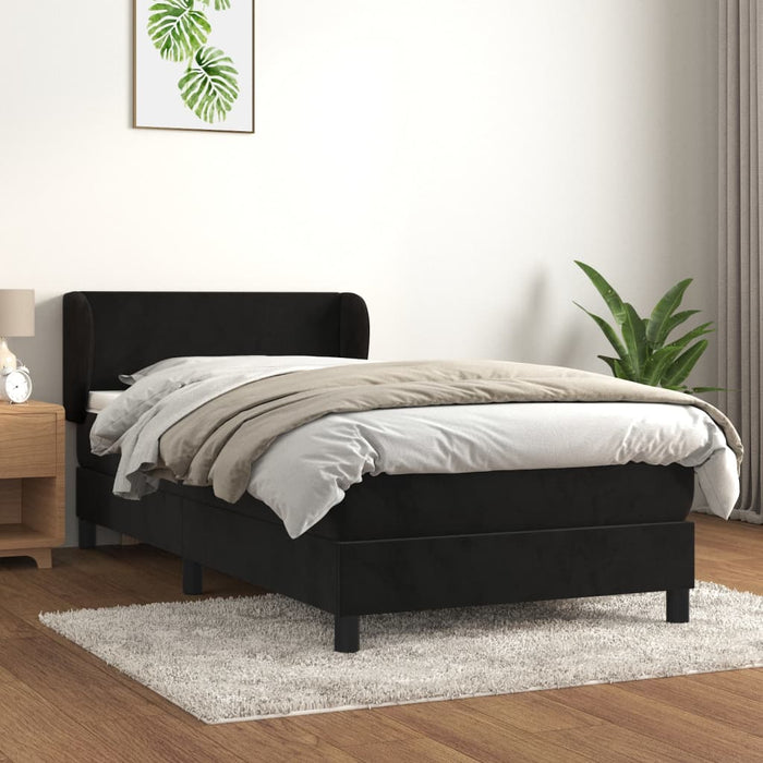 Pat box spring cu saltea, negru, 80x200 cm, catifea - WALTI WALTI
