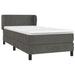 Pat box spring cu saltea, gri închis, 90x190 cm, catifea - WALTI WALTI