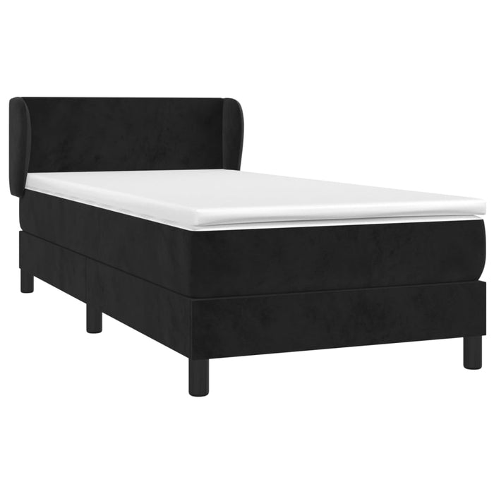 Pat box spring cu saltea, negru, 90x190 cm, catifea - WALTI WALTI