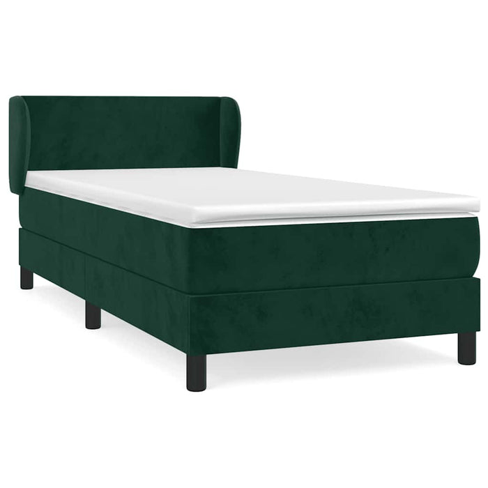 Pat box spring cu saltea, verde închis, 90x190 cm, catifea - WALTI WALTI