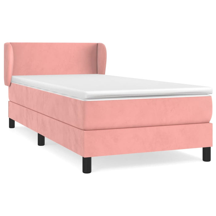 Pat box spring cu saltea, roz, 90x190 cm, catifea - WALTI WALTI