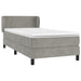 Pat box spring cu saltea, gri deschis, 90x200 cm, catifea - WALTI WALTI