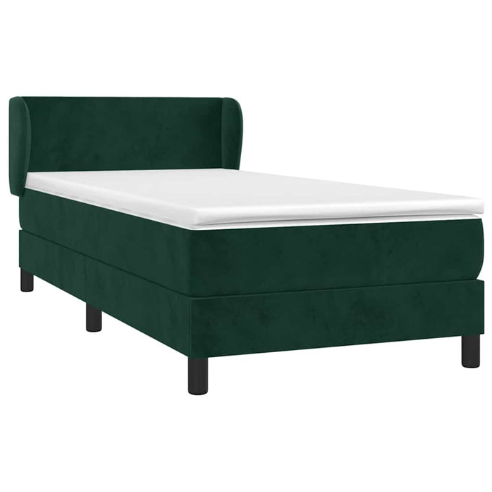Pat box spring cu saltea, verde închis, 90x200 cm, catifea - WALTI WALTI